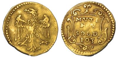 Modena. Francesco i D'este, 1629-1658. Scudino D'oro da 103 Soldi.