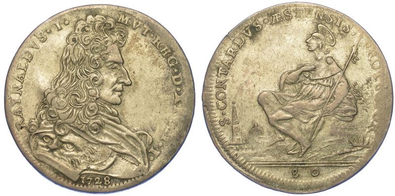 MODENA. RINALDO D'ESTE, 1694-1737. Mezzo Ducato 1728.  - Auction Numismatics - I - Cambi Casa d'Aste