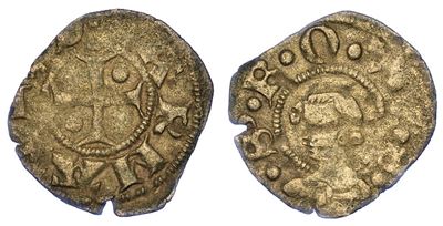 Parma. Simone, Azzo e Guido da Correggio, 1341-1344. Denaro Imperiale.