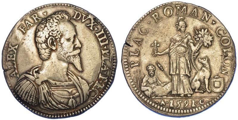 PIACENZA. ALESSANDRO FARNESE, 1586-1591. Ducatone 1591.  - Asta Numismatica - I - Cambi Casa d'Aste