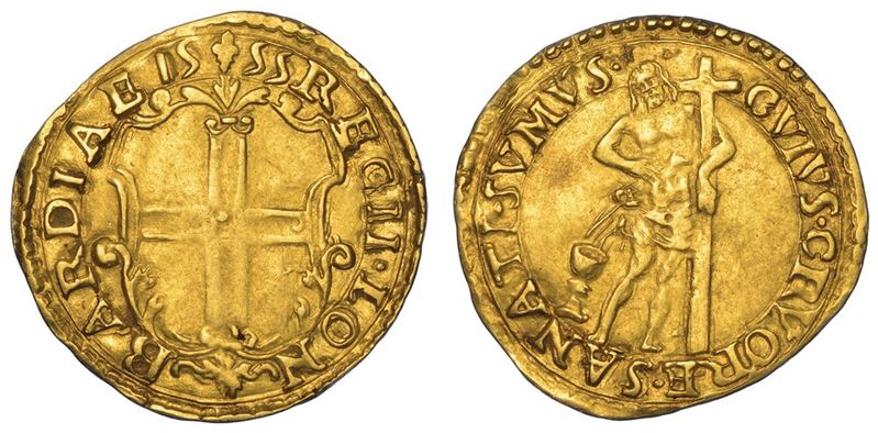 REGGIO EMILIA. ERCOLE II D'ESTE, 1534-1559. Scudo d'oro 1555.  - Asta Numismatica - I - Cambi Casa d'Aste