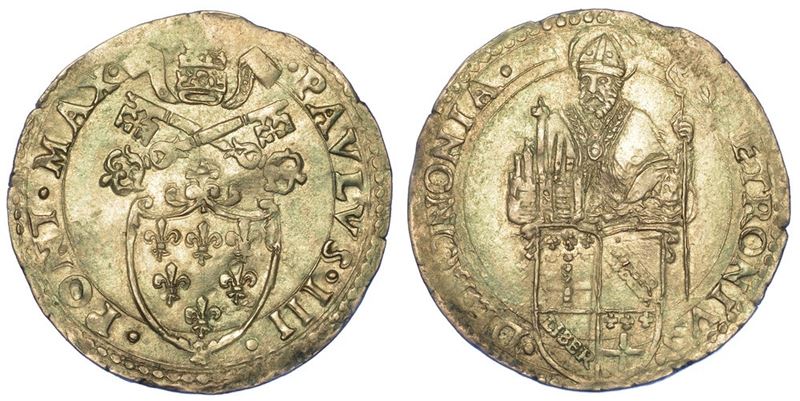 BOLOGNA. PAOLO III, 1534-1549. Carlino o Mezzo Paolo.  - Asta Numismatica - I - Cambi Casa d'Aste
