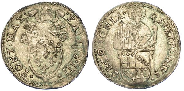 BOLOGNA. PAOLO III, 1534-1549. Carlino o Mezzo Paolo.