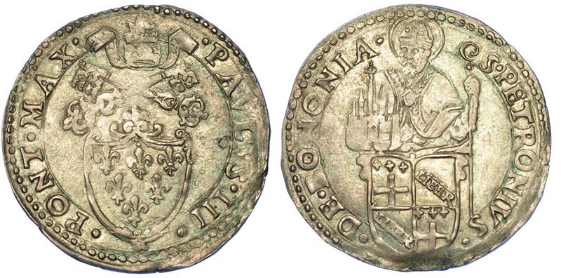 BOLOGNA. PAOLO III, 1534-1549. Carlino o Mezzo Paolo.  - Auction Numismatics - I - Cambi Casa d'Aste