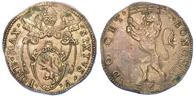 Bologna. Sisto V, 1585 -1590. Gabellone da 26 Bolognini.