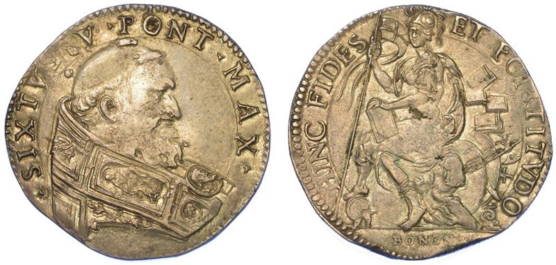 BOLOGNA. SISTO V, 1585 -1590. Piastra da 3 sisti o Testone.  - Asta Numismatica - I - Cambi Casa d'Aste