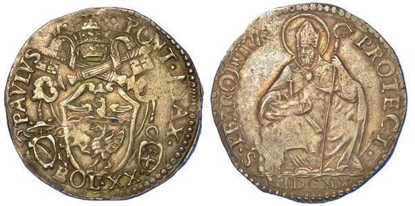 BOLOGNA. PAOLO V, 1605-1621. Lira 1619.