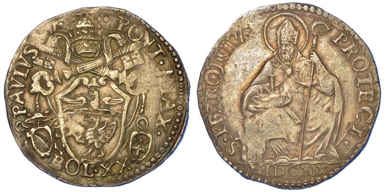 BOLOGNA. PAOLO V, 1605-1621. Lira 1619.  - Auction Numismatics - I - Cambi Casa d'Aste