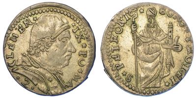 Bologna. Clemente XI, 1700-1721. Muraiola da 2 Bolognini.