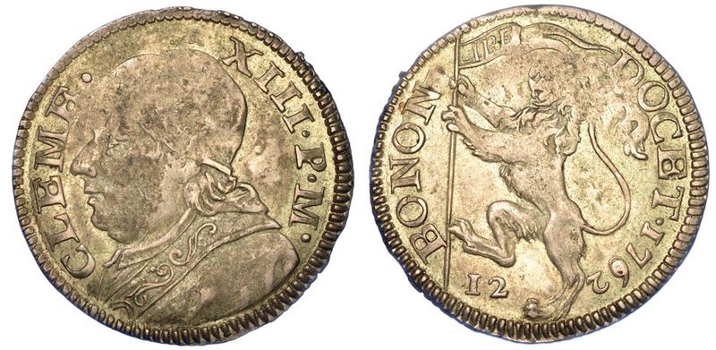 BOLOGNA. CLEMENTE XIII, 1758-1769. Bianco 1762.  - Auction Numismatics - I - Cambi Casa d'Aste