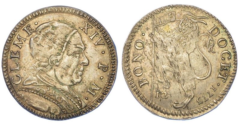 BOLOGNA. CLEMENTE XIV, 1769-1774. Bianco 1773.  - Asta Numismatica - I - Cambi Casa d'Aste