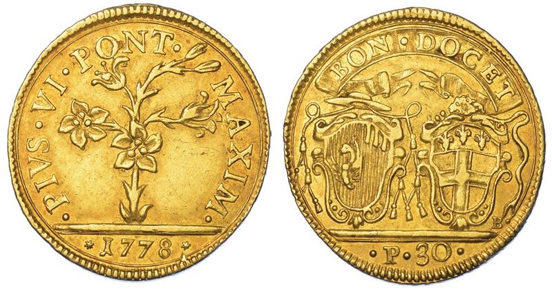 BOLOGNA. PIO VI, 1775-1799. Doppia romana 1778.  - Auction Numismatics - I - Cambi Casa d'Aste