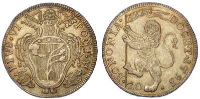 Bologna. Pio Vi, 1775-1799. Lira da 30 Bolognini 1793.