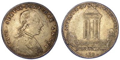 Bologna. Pio Vi, 1775-1799. Testone 1782/a. VIII.