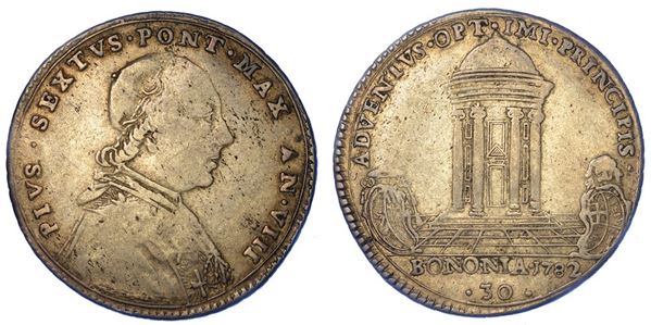 BOLOGNA. PIO VI, 1775-1799. Testone 1782/A. VIII.