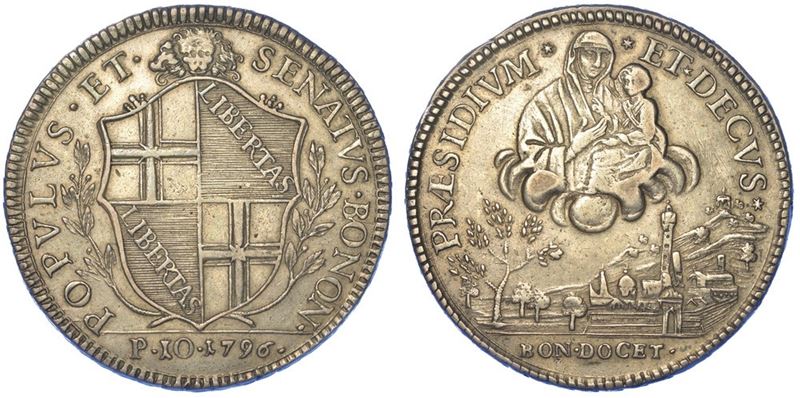 BOLOGNA. GOVERNO POPOLARE, 1796-1797. Scudo da 10 Paoli 1796 (II tipo).  - Asta Numismatica - I - Cambi Casa d'Aste