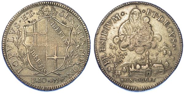 BOLOGNA. GOVERNO POPOLARE, 1796-1797. Scudo da 10 Paoli 1796 (II tipo).