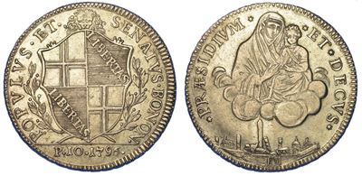 Bologna. Governo Popolare, 1796-1797. Scudo da 10 Paoli 1796 (III Tipo).