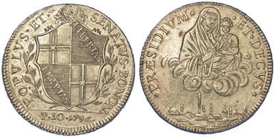 Bologna. Governo Popolare, 1796-1797. Scudo da 10 Paoli 1796 (III Tipo).