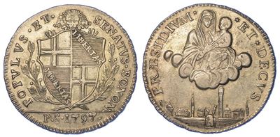 Bologna. Governo Popolare, 1796-1797. Mezzo Scudo da 5 Paoli 1797 (i Tipo).