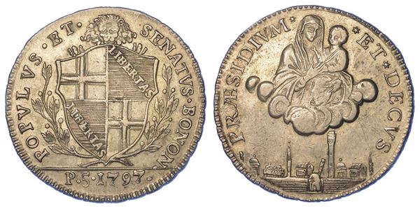 BOLOGNA. GOVERNO POPOLARE, 1796-1797. Mezzo scudo da 5 Paoli 1797 (I tipo).