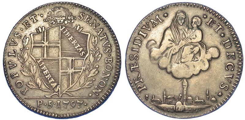 BOLOGNA. GOVERNO POPOLARE, 1796-1797. Mezzo scudo da 5 Paoli 1797 (I tipo).  - Auction Numismatics - I - Cambi Casa d'Aste
