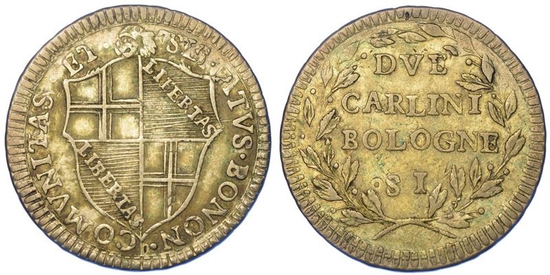 BOLOGNA. GOVERNO POPOLARE, 1796-1797. 2 Carlini (1796).  - Auction Numismatics - I - Cambi Casa d'Aste