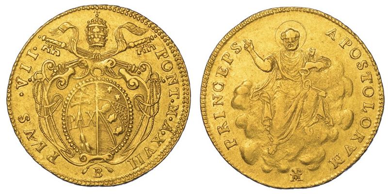 BOLOGNA. PIO VII, 1800-1823. Doppia A. XVII.  - Asta Numismatica - I - Cambi Casa d'Aste