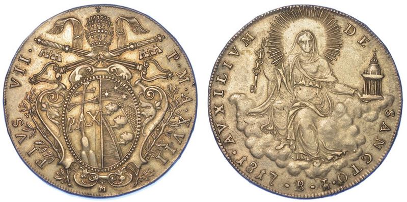 BOLOGNA. PIO VII, 1800-1823. Scudo 1817/A. XVII.  - Auction Numismatics - I - Cambi Casa d'Aste