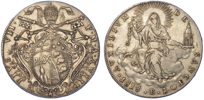 BOLOGNA. PIO VII, 1800-1823. Scudo 1818/A. XVIII.  - Asta Numismatica - I - Cambi Casa d'Aste