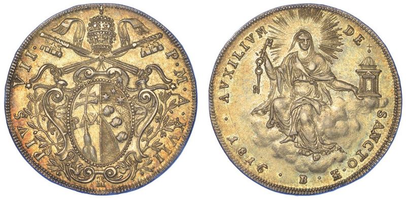 BOLOGNA. PIO VII, 1800-1823. Mezzo scudo 1816/A. XVII.  - Auction Numismatics - I - Cambi Casa d'Aste