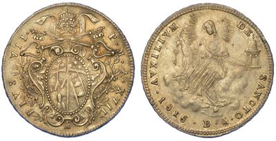 Bologna. Pio VII, 1800-1823. Doppio Giulio 1816/a. XVII.