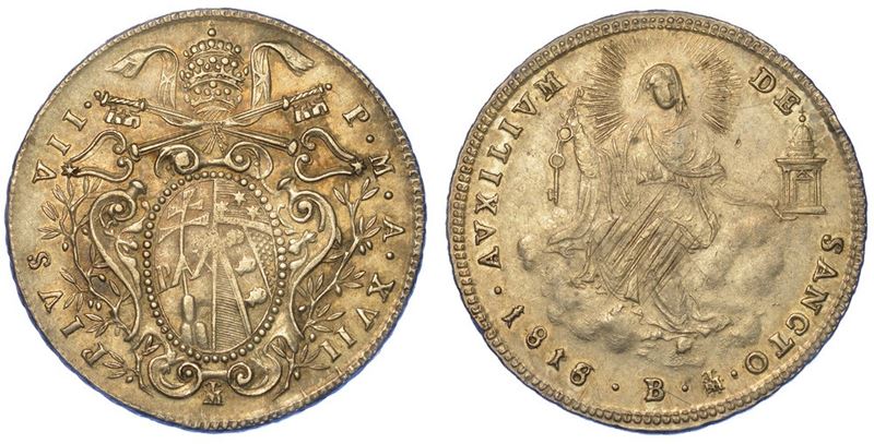BOLOGNA. PIO VII, 1800-1823. Doppio giulio 1816/A. XVII.  - Auction Numismatics - I - Cambi Casa d'Aste