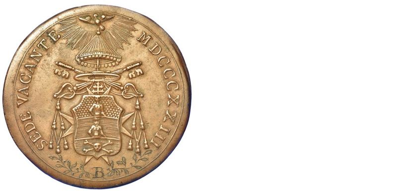 BOLOGNA. SEDE VACANTE 1823. Lamina uniface in rame dello scudo.  - Auction Numismatics - I - Cambi Casa d'Aste