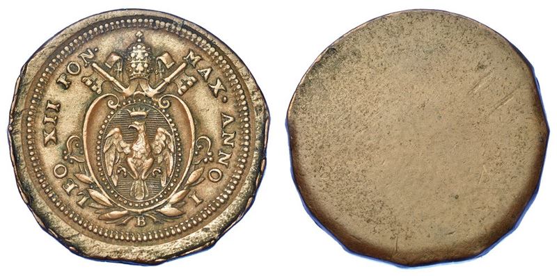 BOLOGNA. LEONE XII 1823-1829. Prova del quattrino romano A. I.  - Auction Numismatics - I - Cambi Casa d'Aste