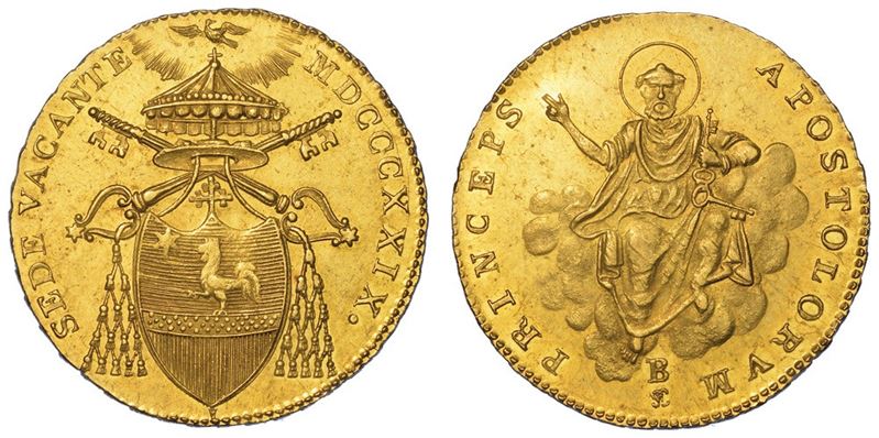 BOLOGNA. SEDE VACANTE 1829. Doppia 1829.  - Auction Numismatics - I - Cambi Casa d'Aste