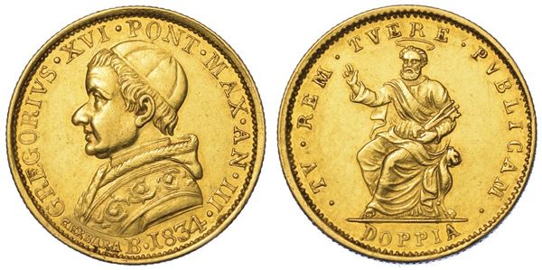 BOLOGNA. GREGORIO XVI, 1831-1846. Doppia 1834/A. III.