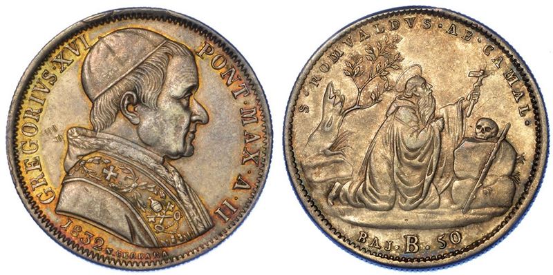 BOLOGNA. GREGORIO XVI, 1831-1846. 50 Baiocchi 1832/A. II.  - Asta Numismatica - I - Cambi Casa d'Aste