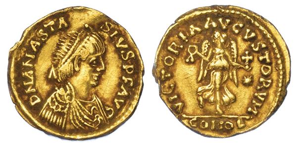 RAVENNA (o ROMA). OSTROGOTI. TEODORICO, 489-526. Tremisse a nome di Anastasio I.