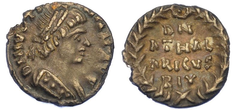 RAVENNA. OSTROGOTI. ATALARICO, 526-534. Quarto di Siliqua al nome e con l'effigie di Giustiniano I.  - Asta Numismatica - I - Cambi Casa d'Aste