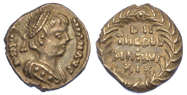 RAVENNA. OSTROGOTI. TEODATO, 534-536. Quarto di siliqua a nome di Giustiniano.  - Auction Numismatics - I - Cambi Casa d'Aste