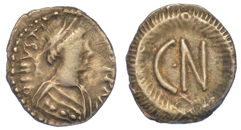 RAVENNA. GIUSTINIANO I, 527-565. Mezza siliqua, circa 552-565.  - Asta Numismatica - I - Cambi Casa d'Aste