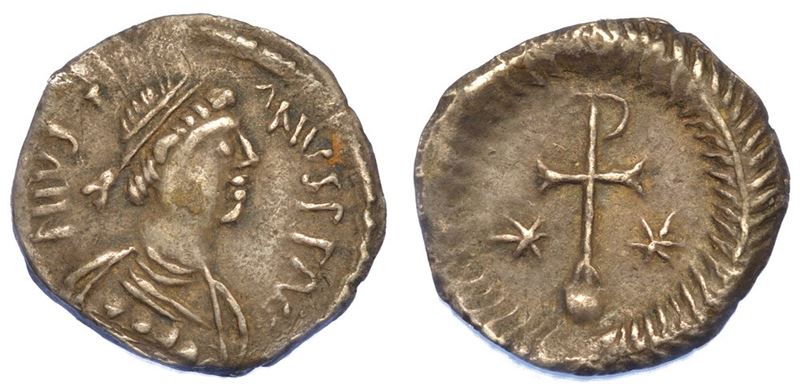 RAVENNA. GIUSTINIANO I, 527-565. Quarto di siliqua (?), circa 552-565.  - Asta Numismatica - I - Cambi Casa d'Aste