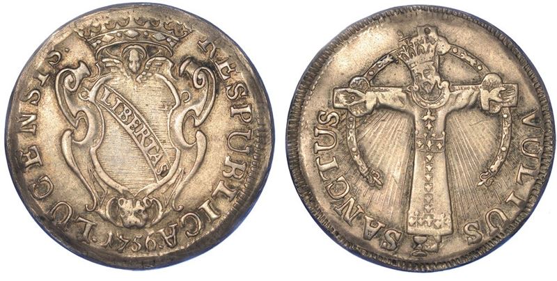 LUCCA.  REPUBBLICA, 1369-1799. San Martino da 25 bolognini 1756.  - Auction Numismatics - I - Cambi Casa d'Aste