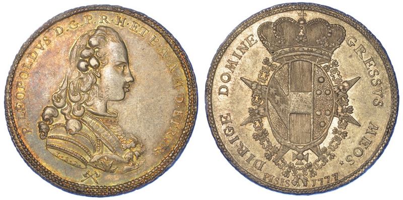 FIRENZE. PIETRO LEOPOLDO DI LORENA , 1765-1790. Mezzo Francescone 1777 (I serie - capelli sciolti).  - Auction Numismatics - I - Cambi Casa d'Aste