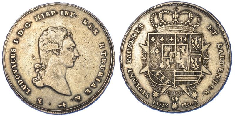 FIRENZE. LUDOVICO I DI BORBONE, 1801-1803. Scudo da 10 paoli o francescone 1803.  - Auction Numismatics - I - Cambi Casa d'Aste