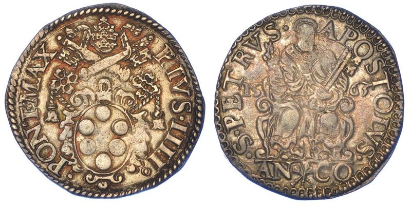 ANCONA. PIO IV, 1559-1565. Testone 1563.  - Asta Numismatica - I - Cambi Casa d'Aste