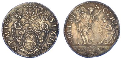 Ancona. Sisto V, 1585-1590. Testone 1585.