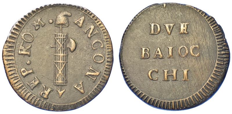 ANCONA. PRIMA REPUBBLICA ROMANA, 1798-1799. 2 Baiocchi.  - Asta Numismatica - I - Cambi Casa d'Aste