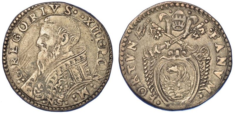FANO. GREGORIO XIII, 1572-1585. Testone.  - Asta Numismatica - I - Cambi Casa d'Aste